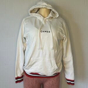 CHNGE Organic Cotton Hoodie White Logo Pullover Size XS